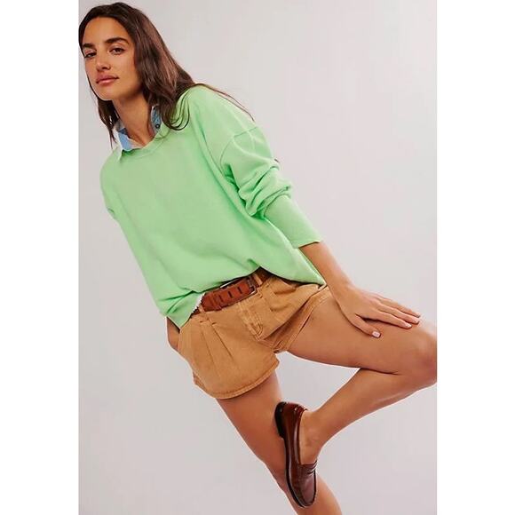 Free People Luna Pullover Sweater in Kiwi Green XL NEW - Picture 1 of 16